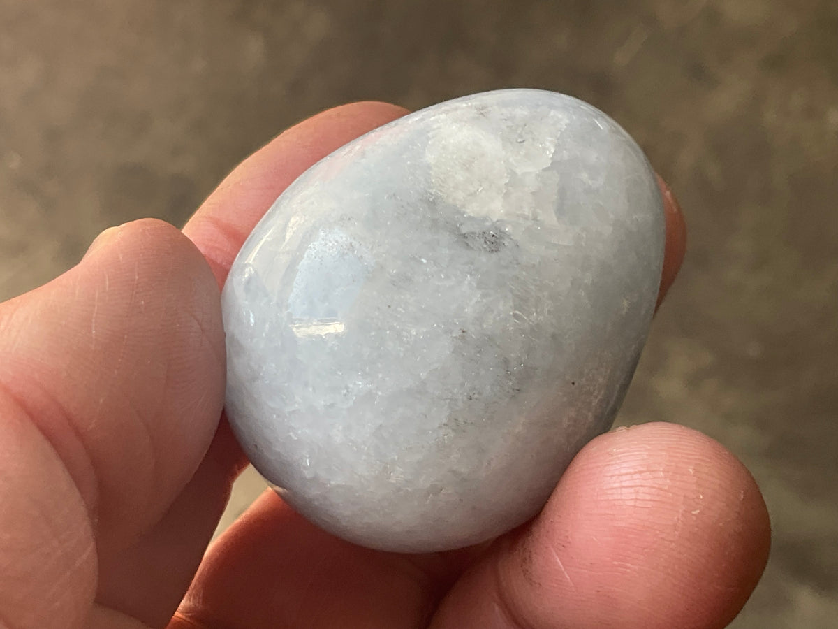 74g Pale Blue Calcite Egg 2D