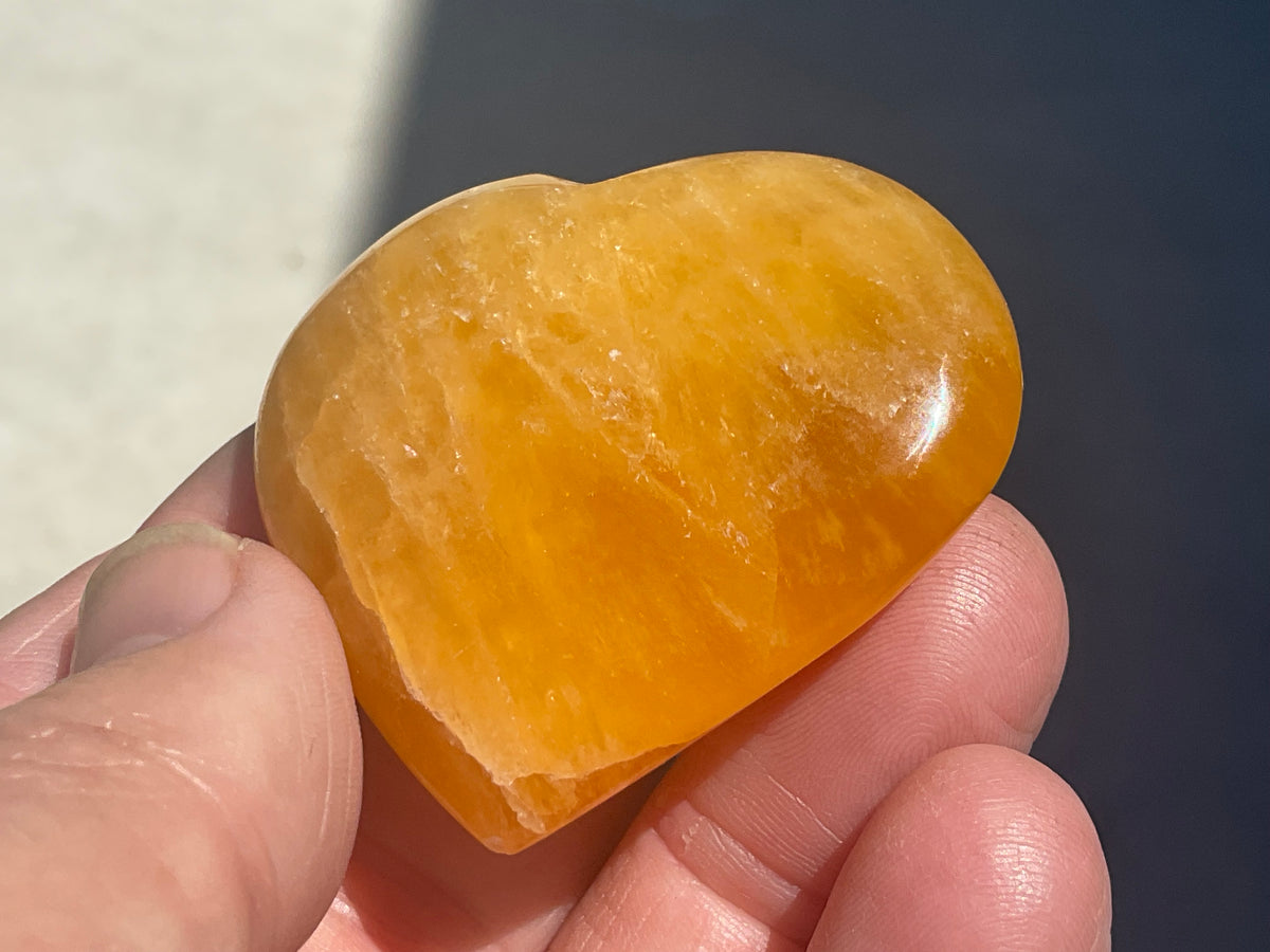 58g “Orange Fire” Calcite Heart 3A