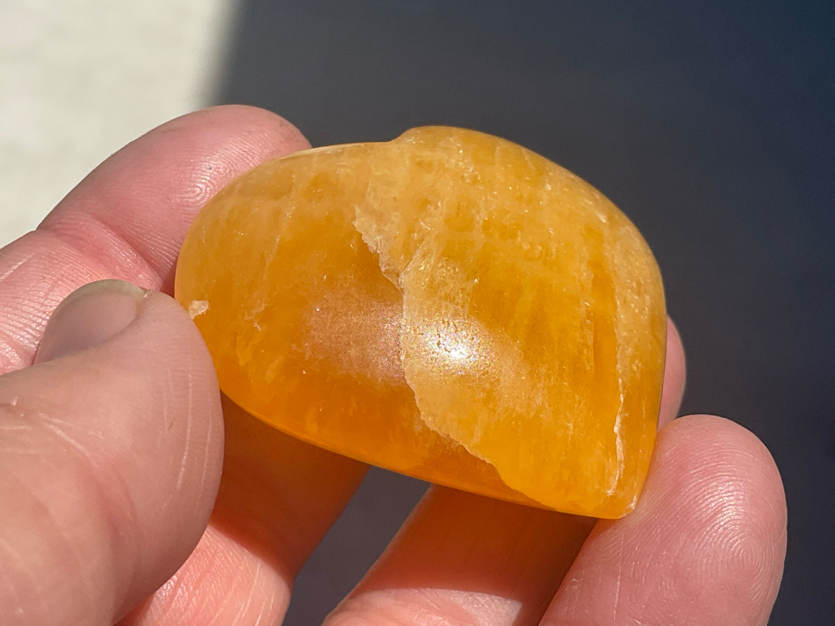 58g “Orange Fire” Calcite Heart 3A