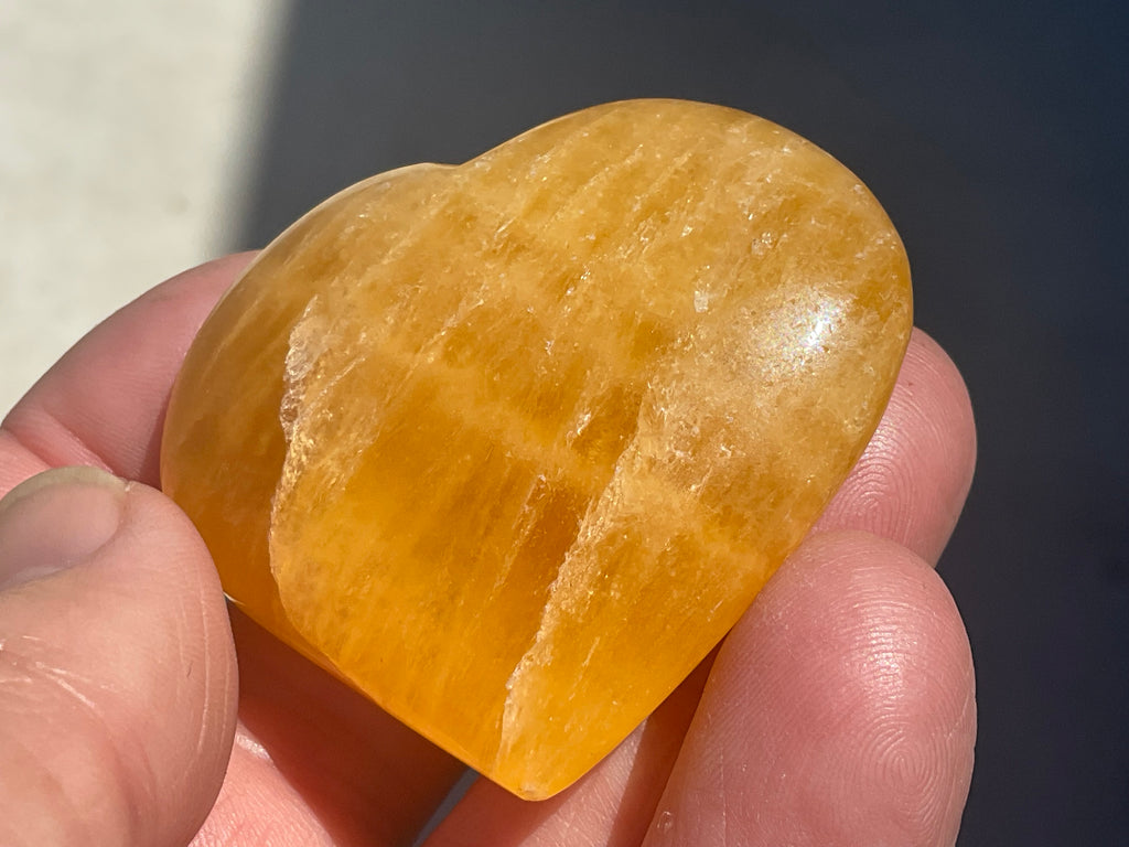 58g “Orange Fire” Calcite Heart 3A