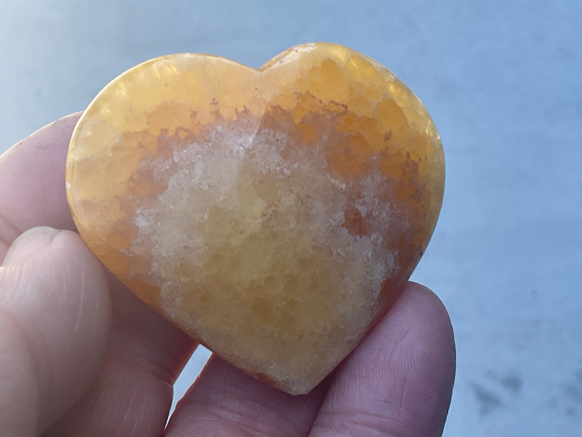 62g “Orange Fire” Calcite Heart 3B