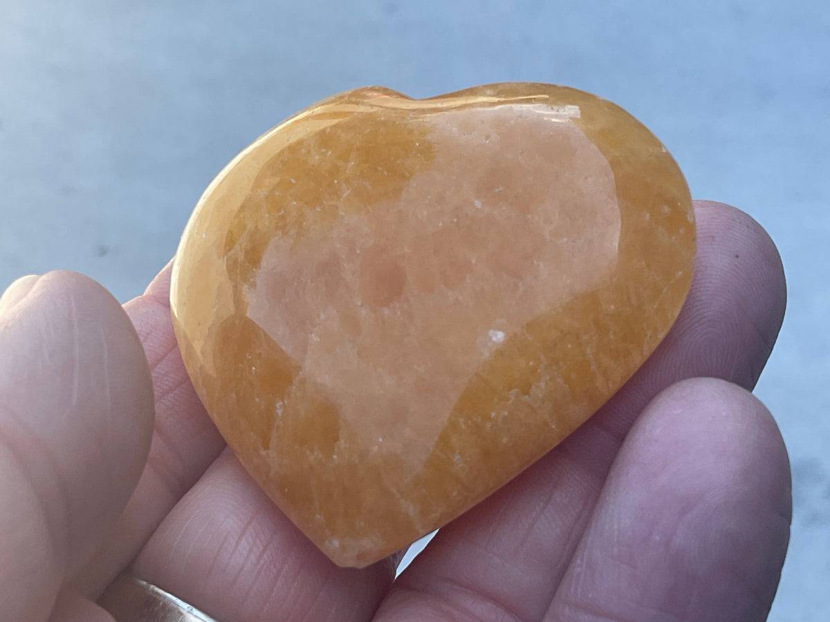 62g “Orange Fire” Calcite Heart 3B