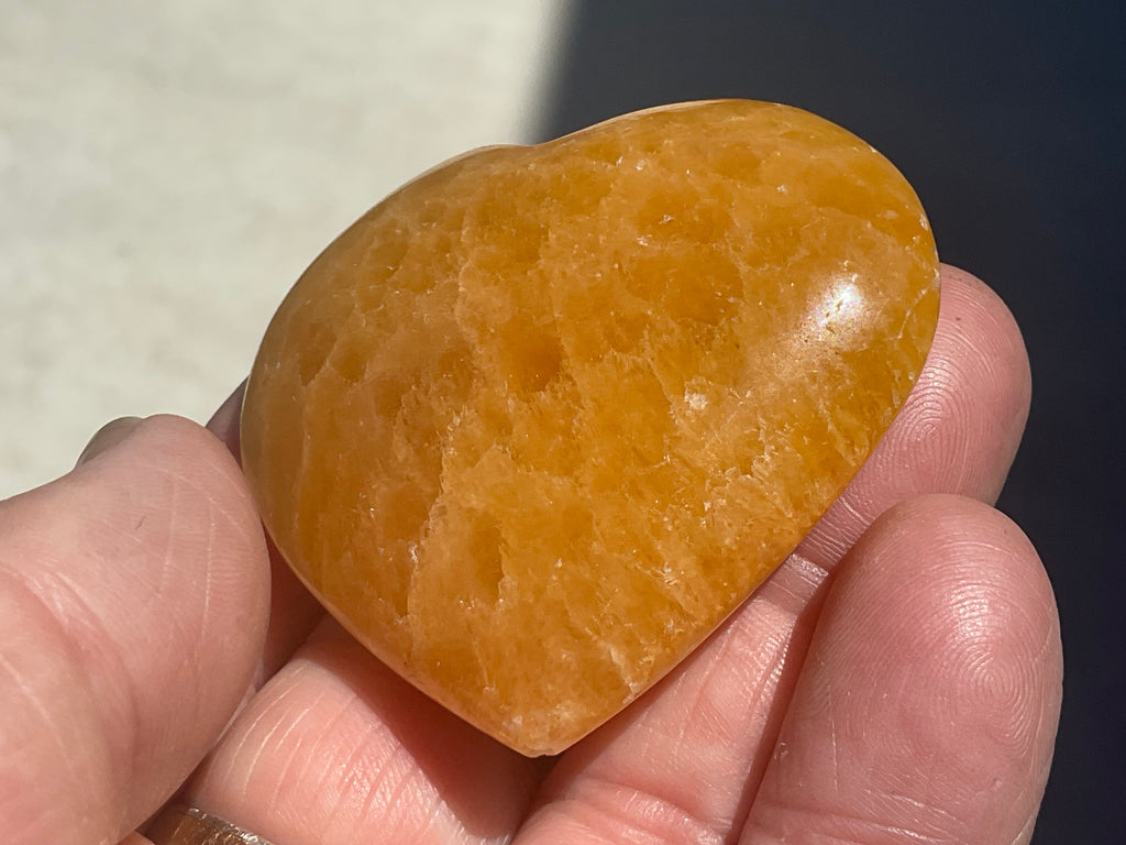 62g “Orange Fire” Calcite Heart 3B
