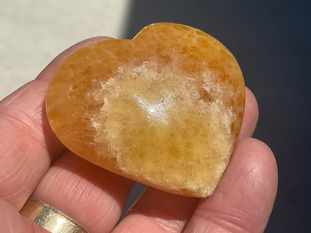 62g “Orange Fire” Calcite Heart 3B