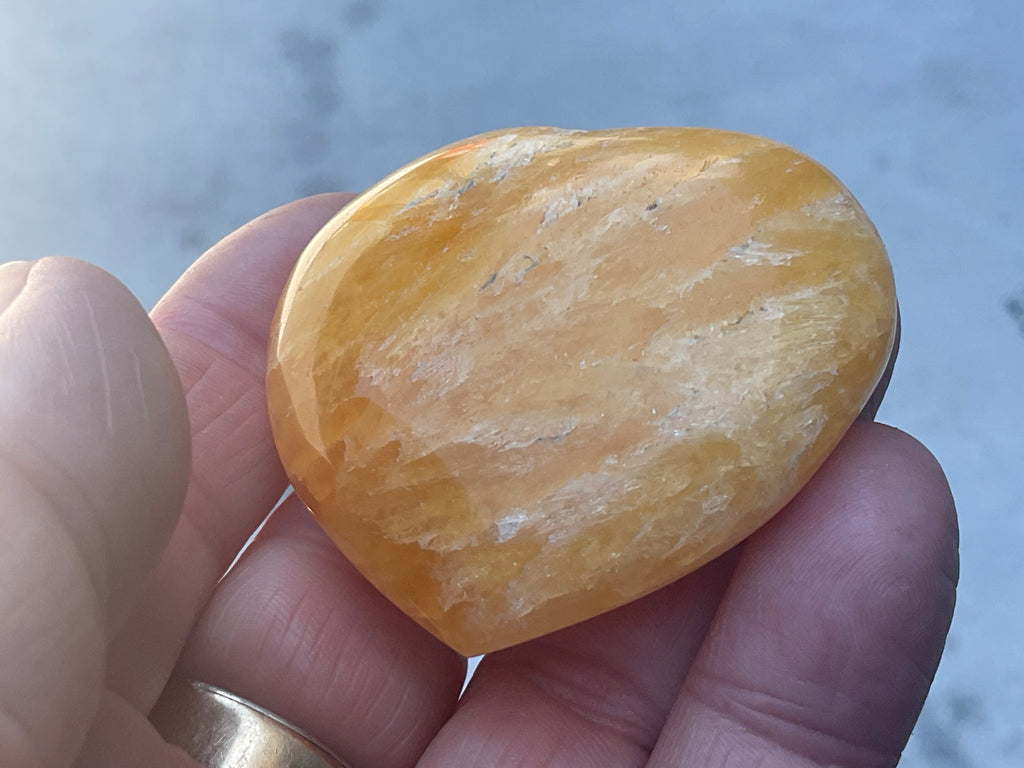 68g “Orange Fire” Calcite Heart 4A