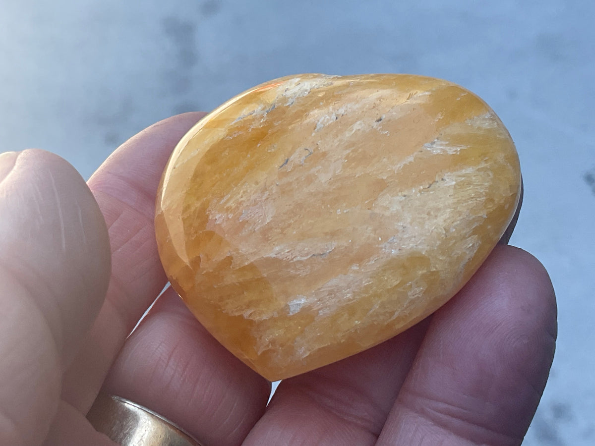 68g “Orange Fire” Calcite Heart 4A