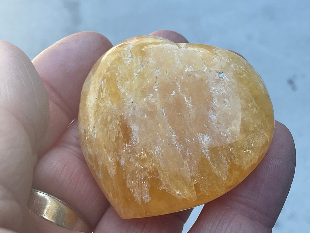 68g “Orange Fire” Calcite Heart 4A