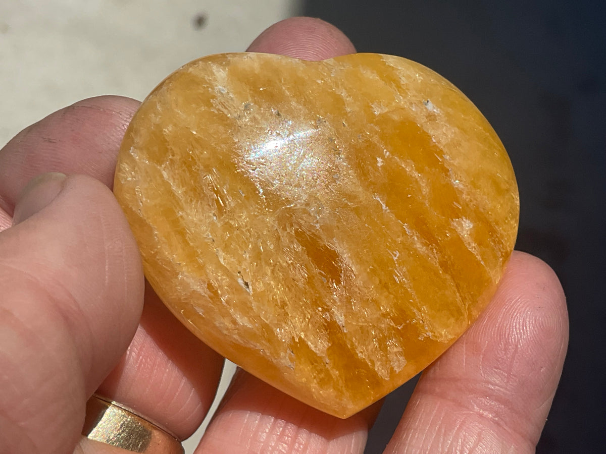 68g “Orange Fire” Calcite Heart 4A