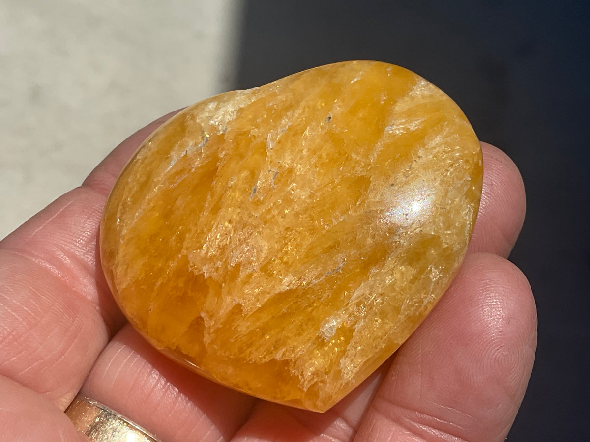 68g “Orange Fire” Calcite Heart 4A