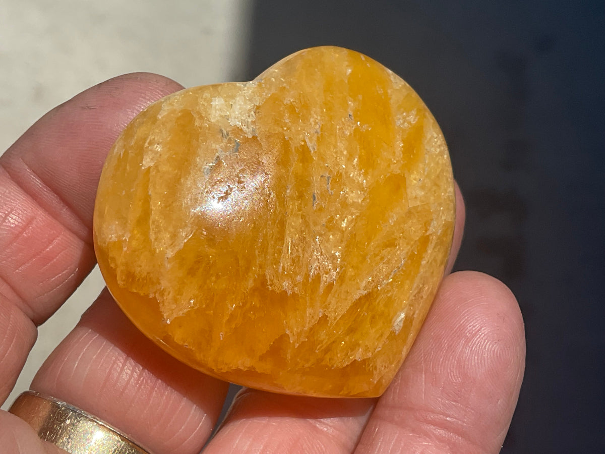 68g “Orange Fire” Calcite Heart 4A