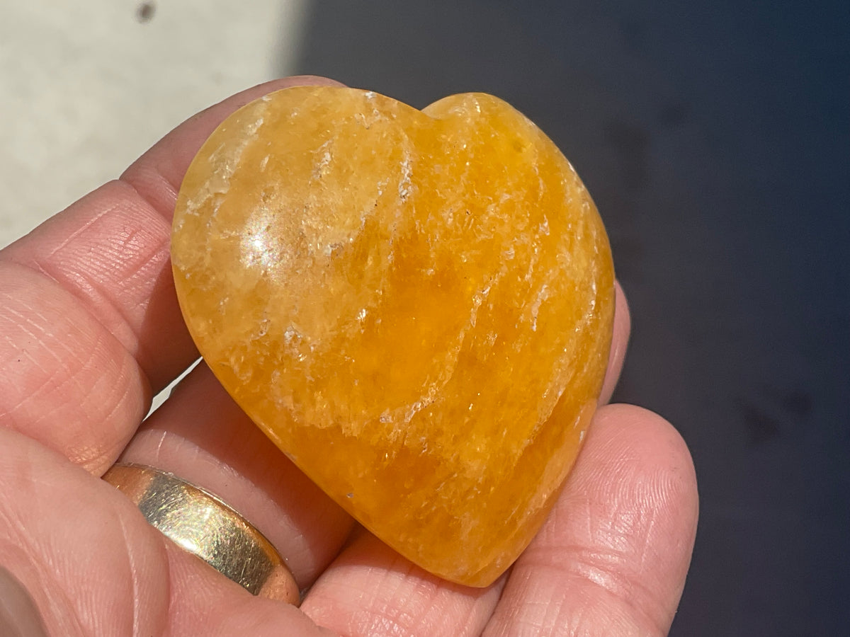 68g “Orange Fire” Calcite Heart 4B