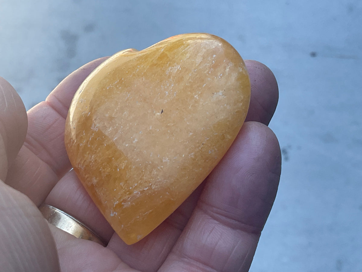 70g “Orange Fire” Calcite Heart 4C