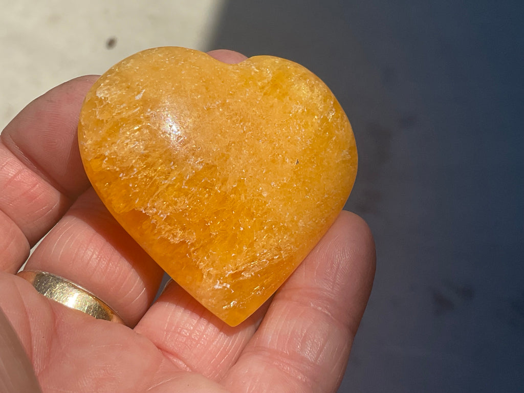 70g “Orange Fire” Calcite Heart 4C