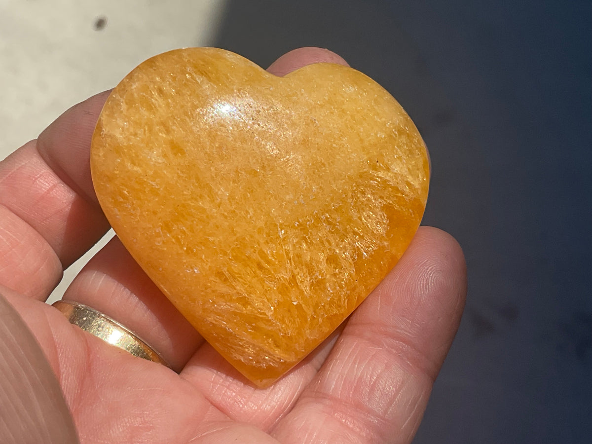 70g “Orange Fire” Calcite Heart 4C