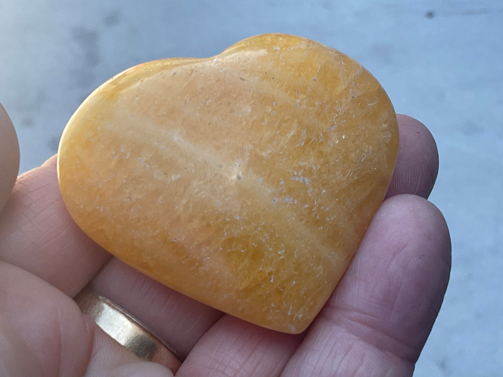 76g “Orange Fire” Calcite Heart 5B