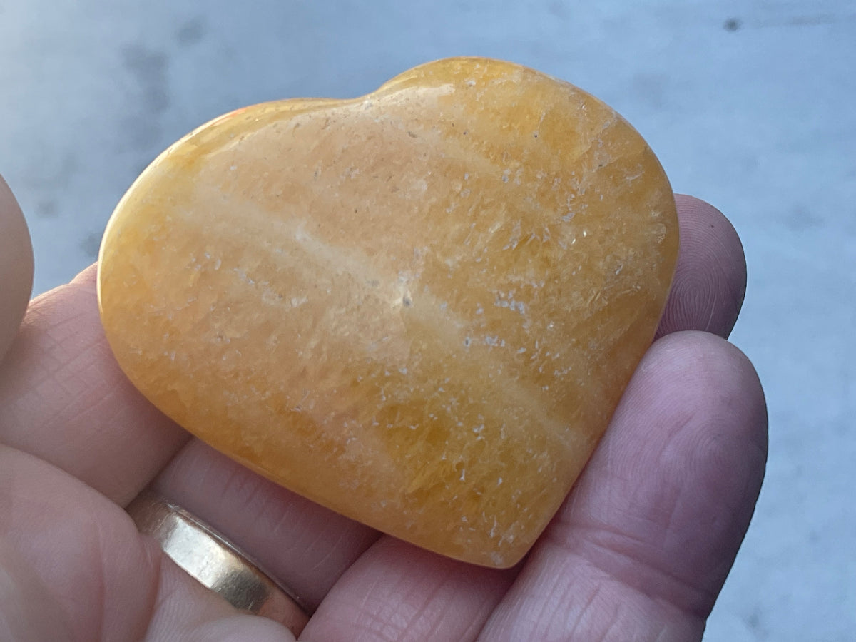 76g “Orange Fire” Calcite Heart 5B