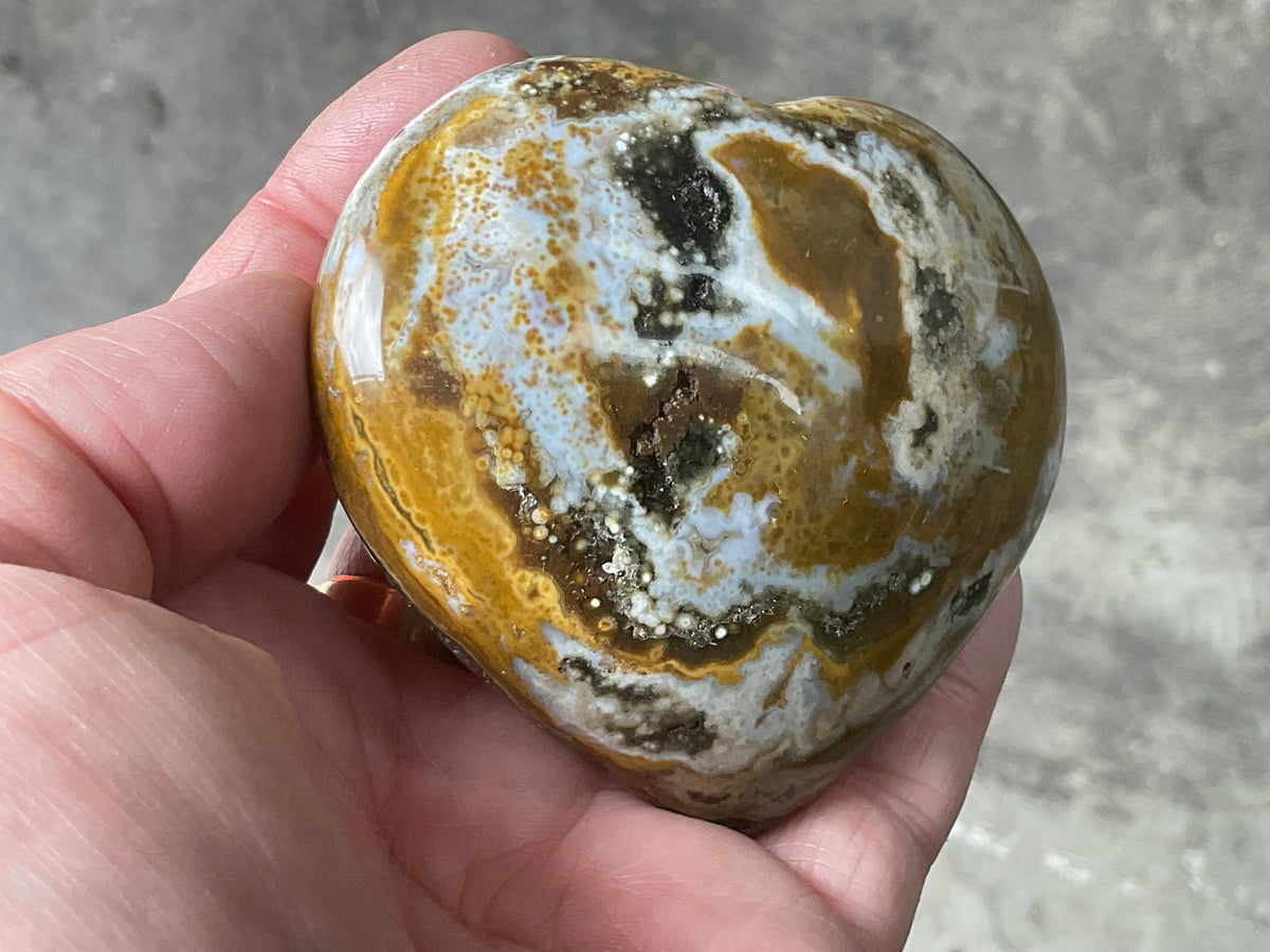 224g Orbicular Ocean Jasper Heart 4B