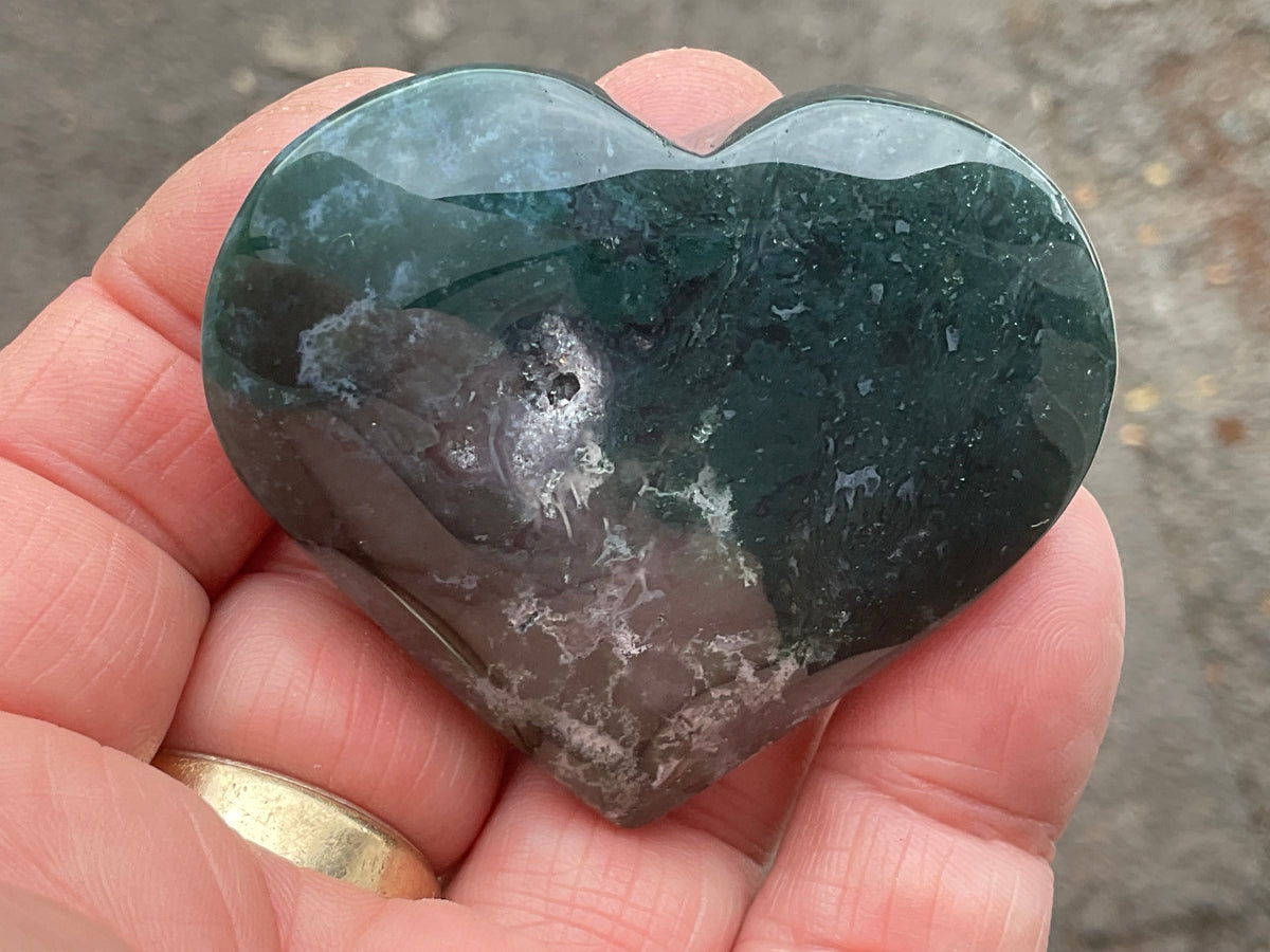 64g Moss Agate Heart B