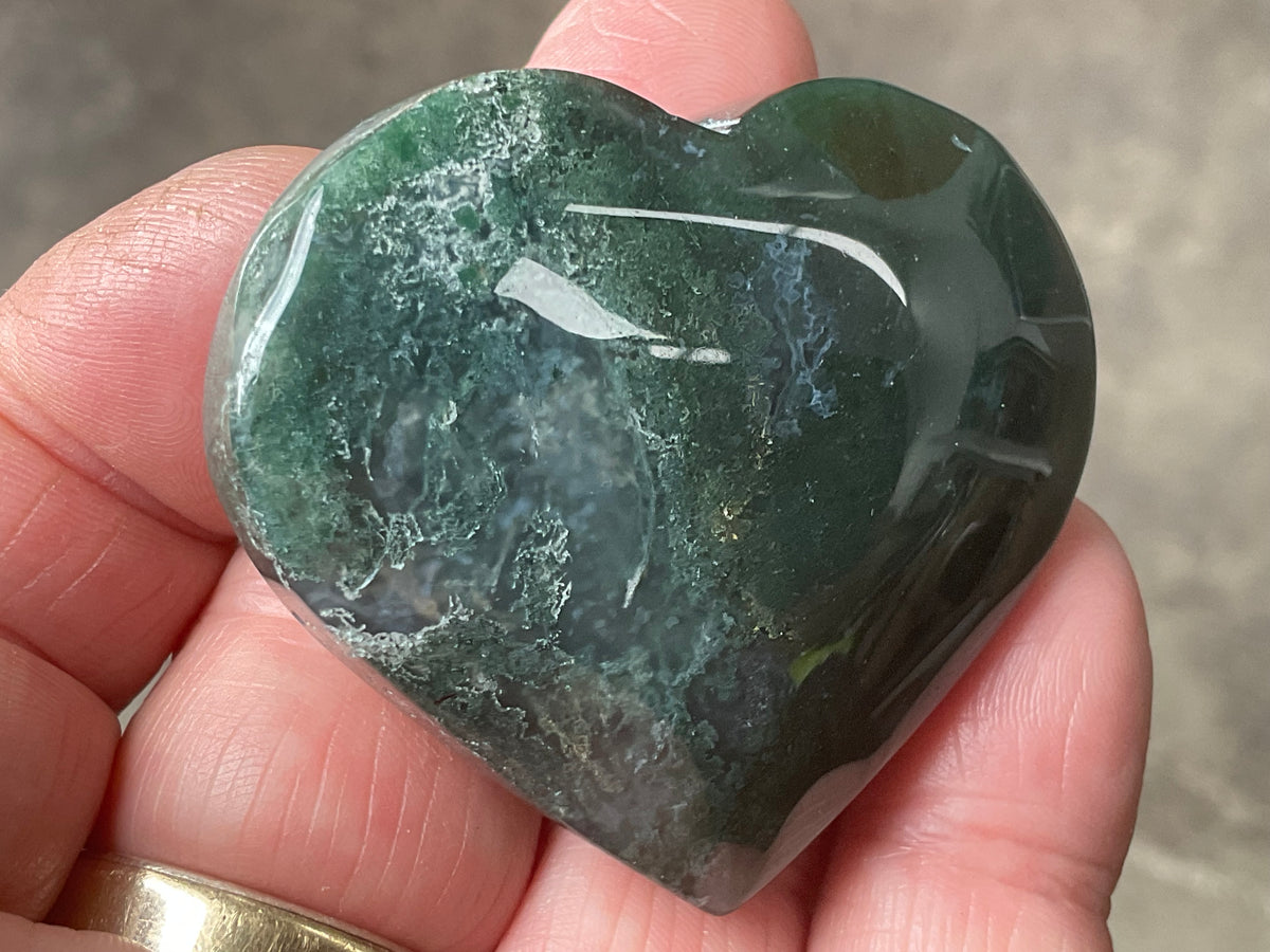 55g Moss Agate Heart D