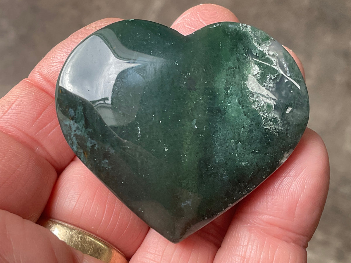 55g Moss Agate Heart D