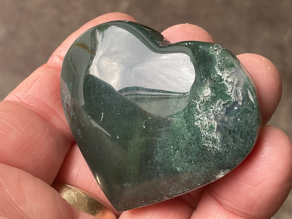 55g Moss Agate Heart D