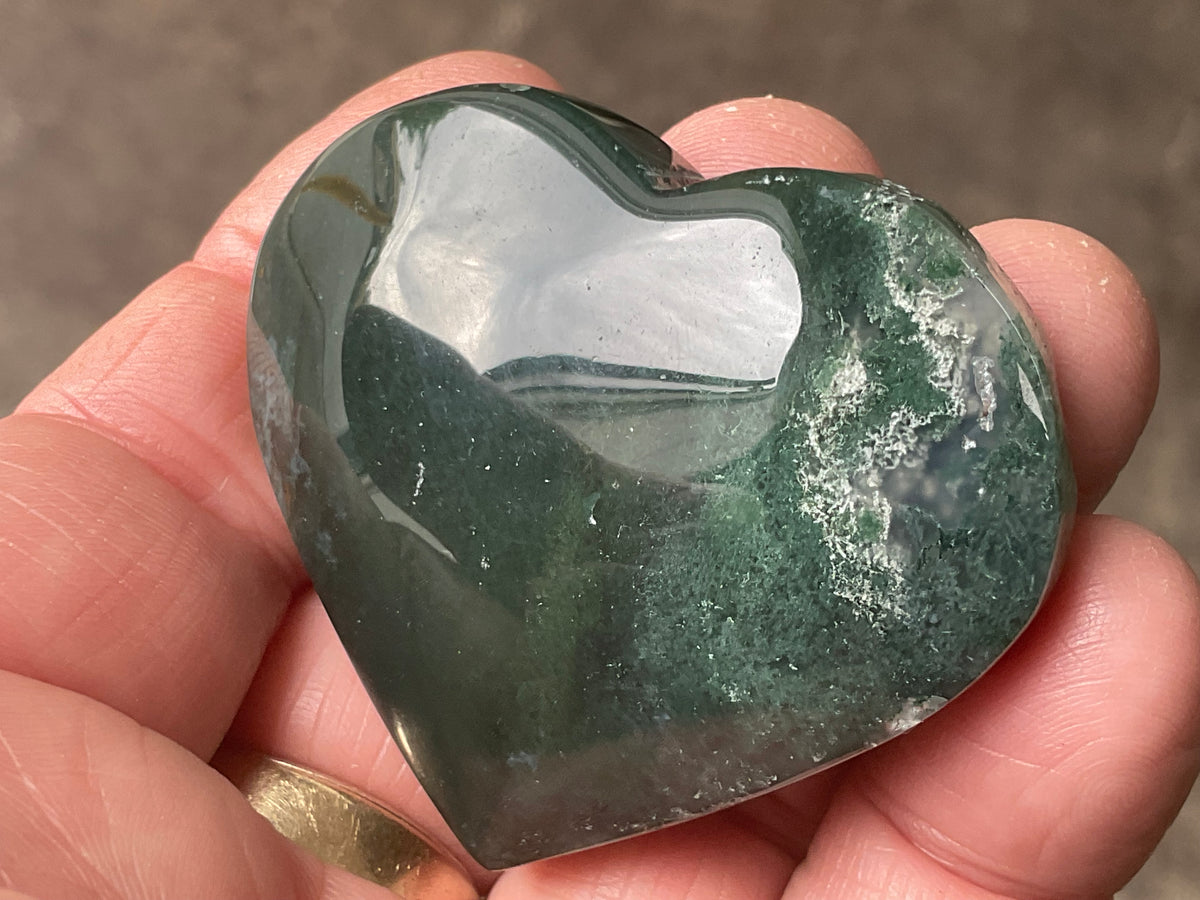 55g Moss Agate Heart D
