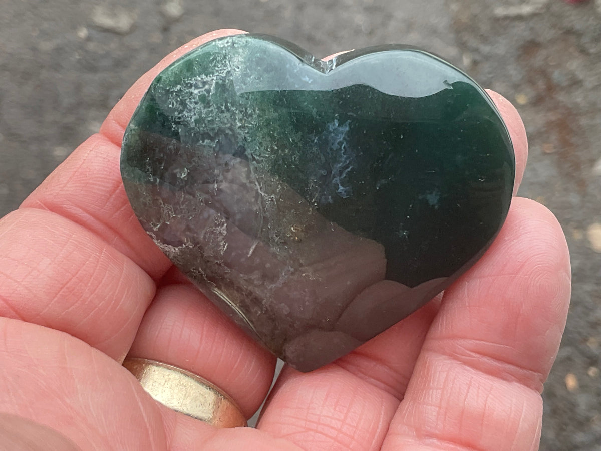 55g Moss Agate Heart D