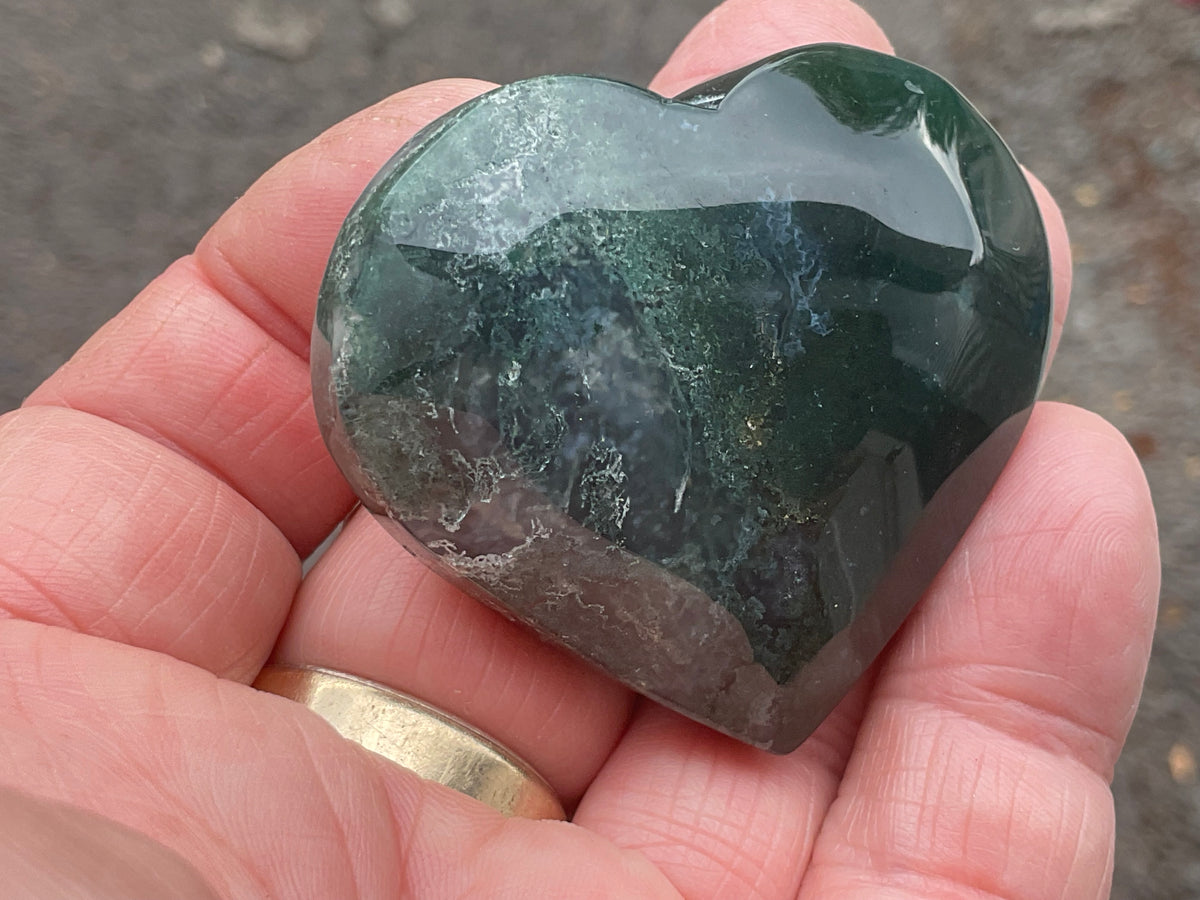 55g Moss Agate Heart D