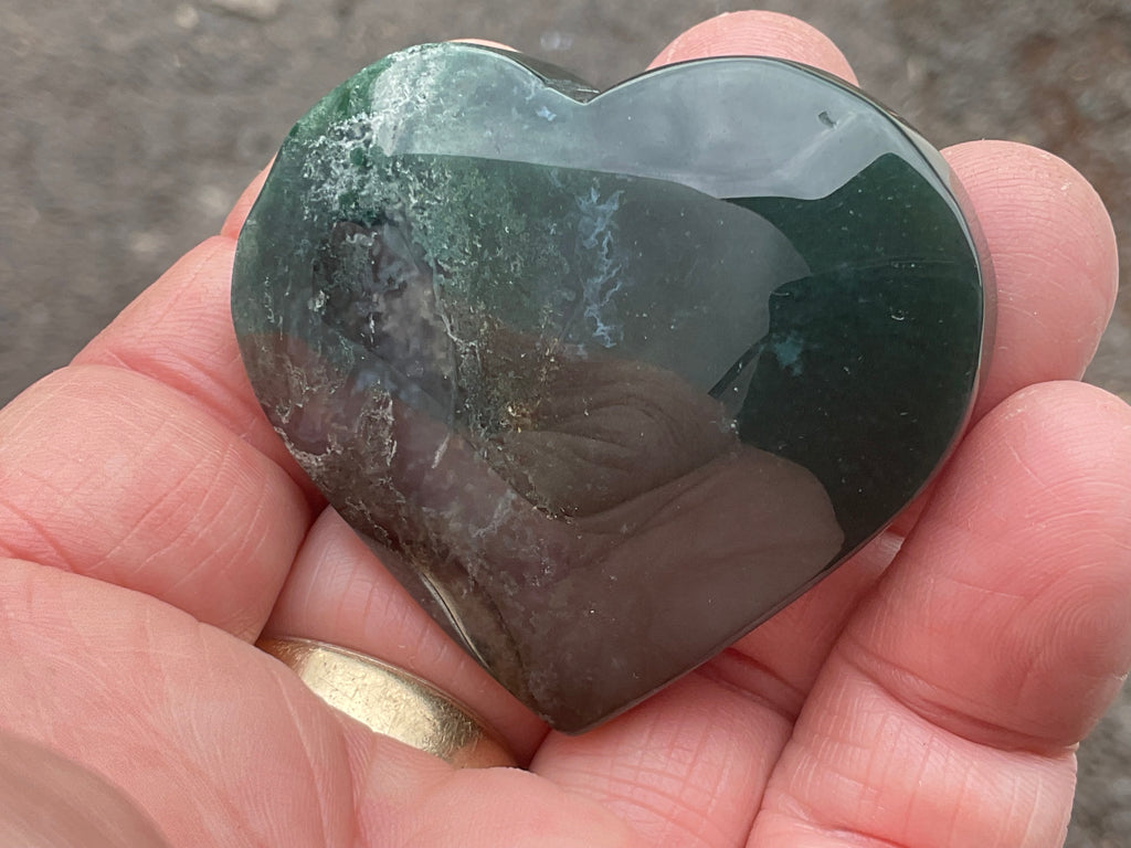 55g Moss Agate Heart D