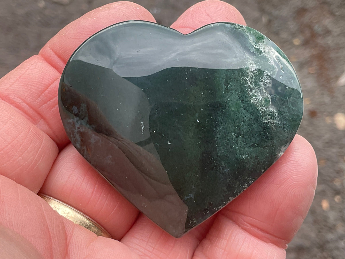 55g Moss Agate Heart D