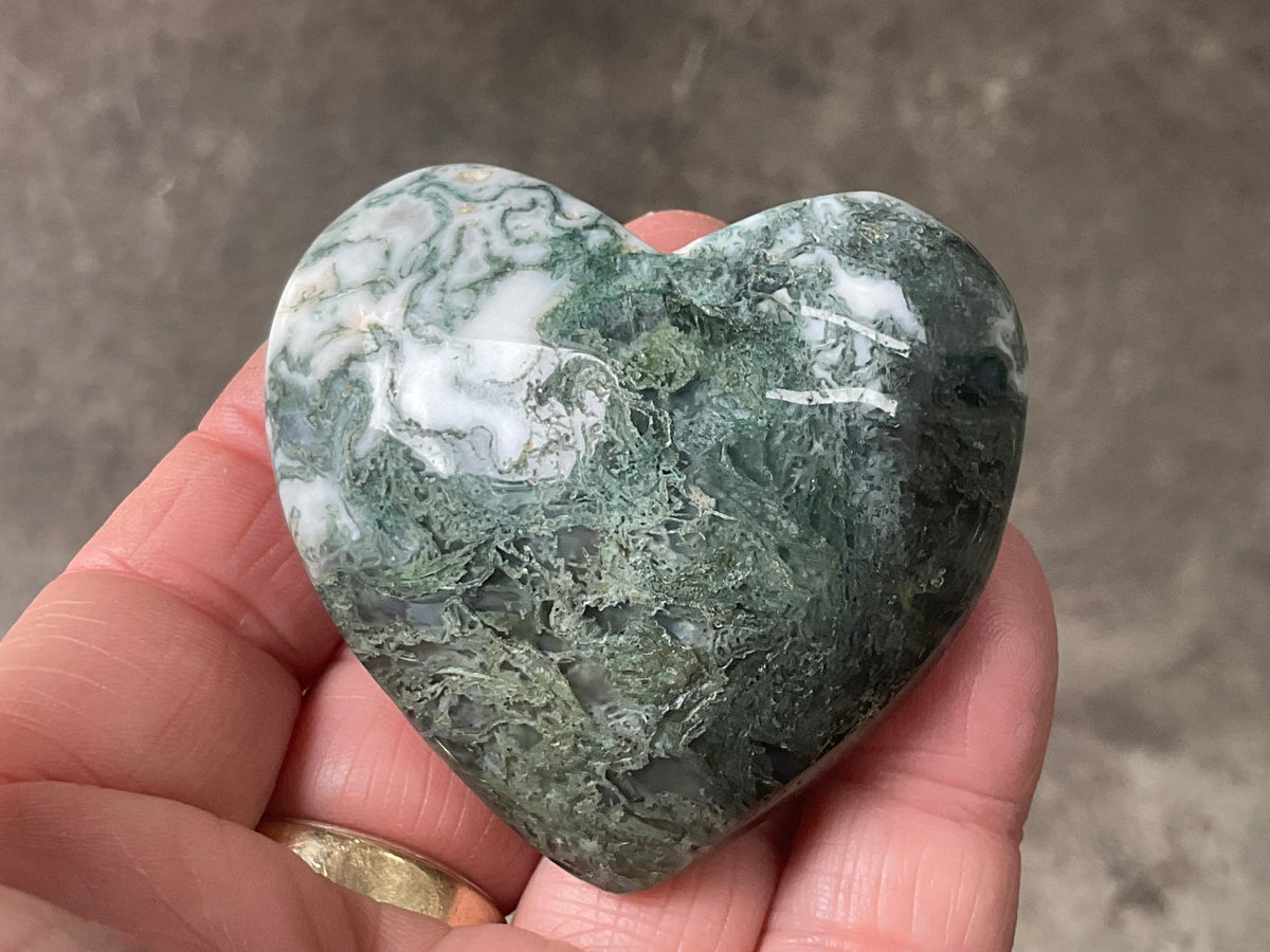 95g Moss Agate Puffy Heart 3C
