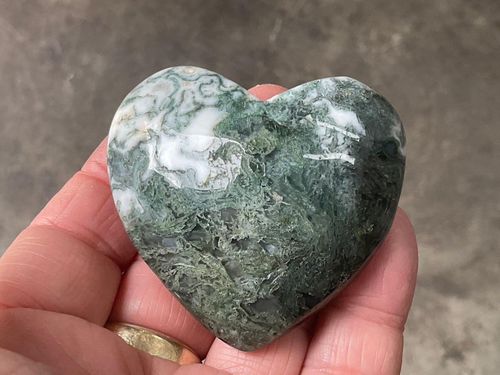 95g Moss Agate Puffy Heart 3C