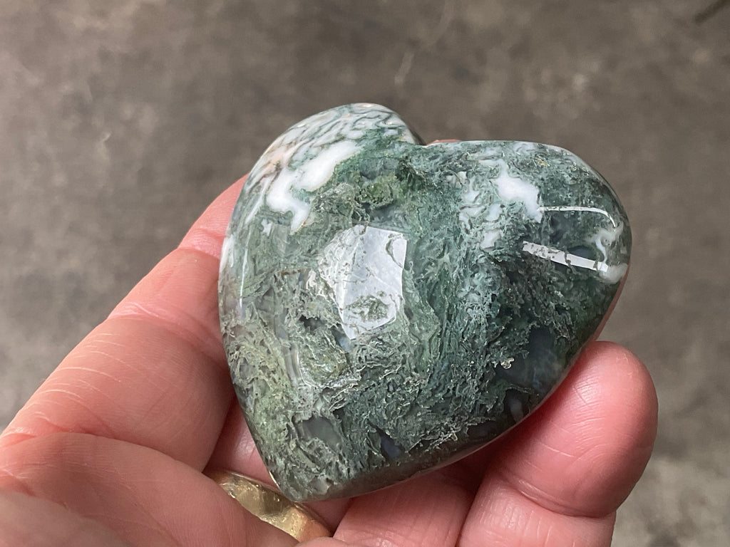 95g Moss Agate Puffy Heart 3C