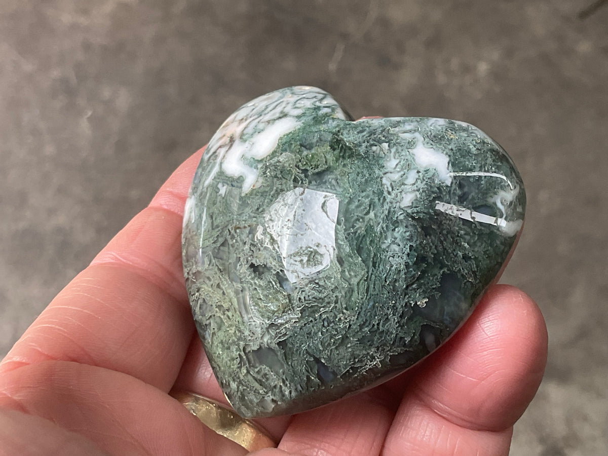 95g Moss Agate Puffy Heart 3C