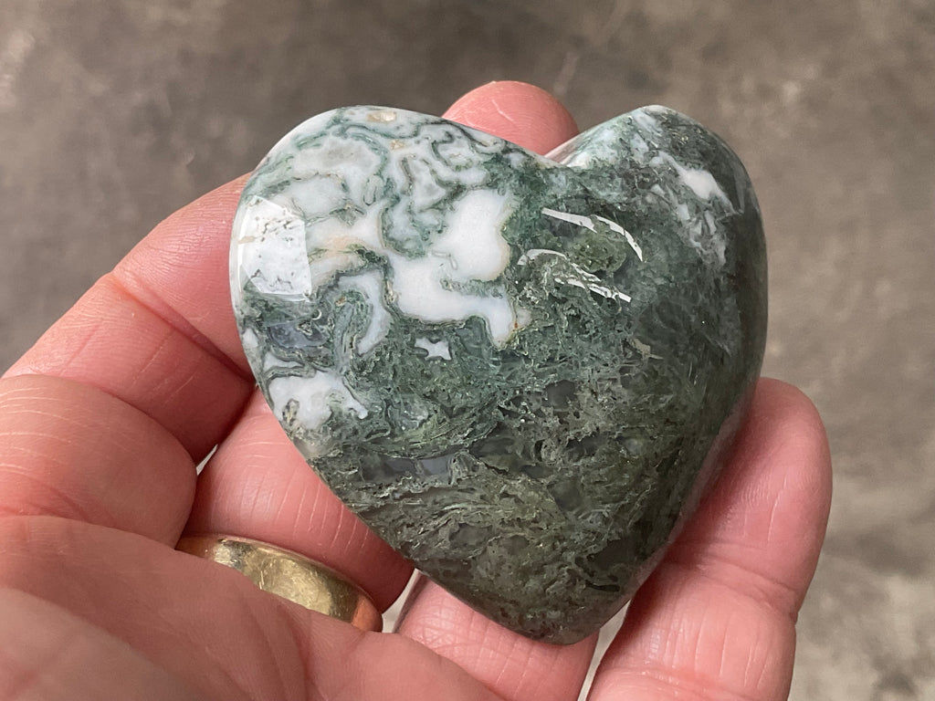 95g Moss Agate Puffy Heart 3C