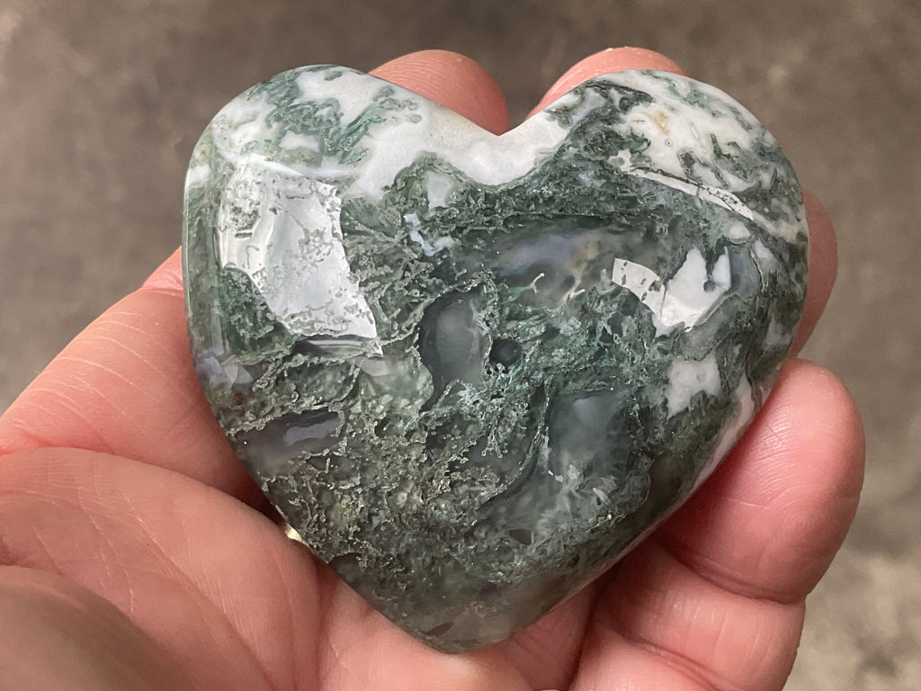 95g Moss Agate Puffy Heart 3C