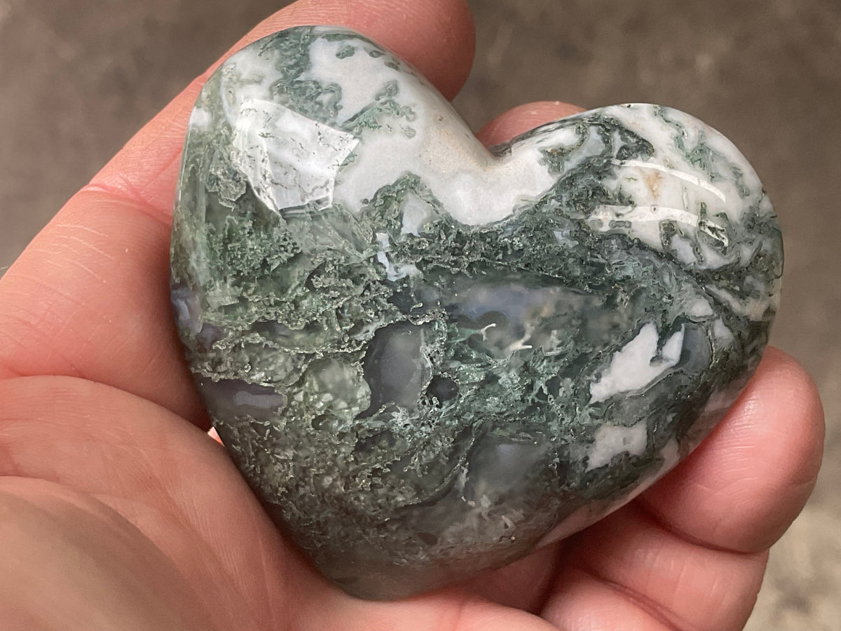 95g Moss Agate Puffy Heart 3C