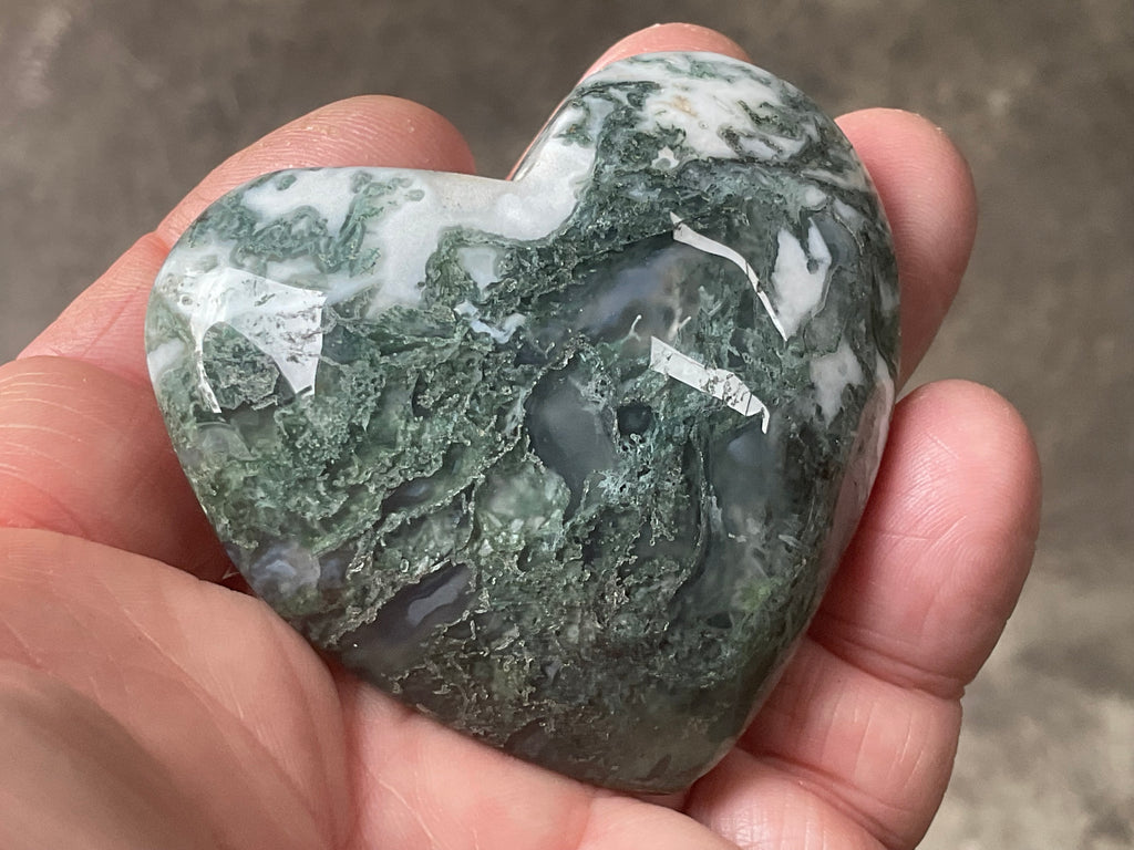95g Moss Agate Puffy Heart 3C