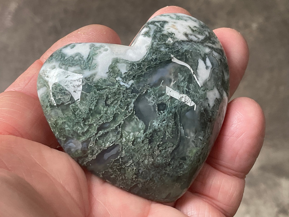 95g Moss Agate Puffy Heart 3C