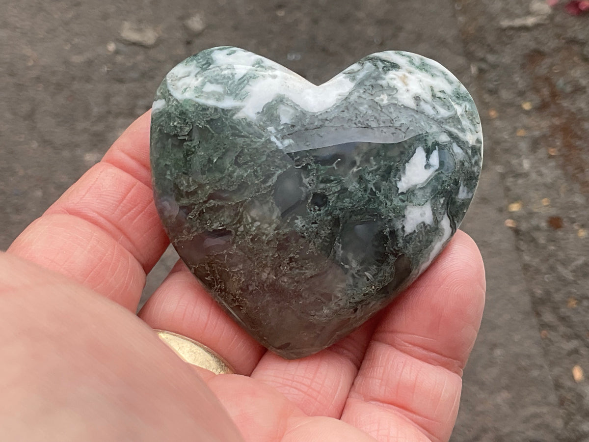 95g Moss Agate Puffy Heart 3C