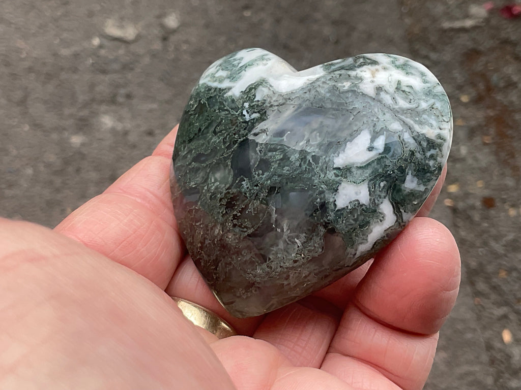 95g Moss Agate Puffy Heart 3C