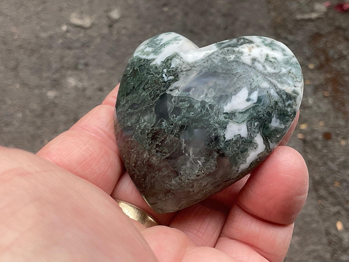95g Moss Agate Puffy Heart 3C