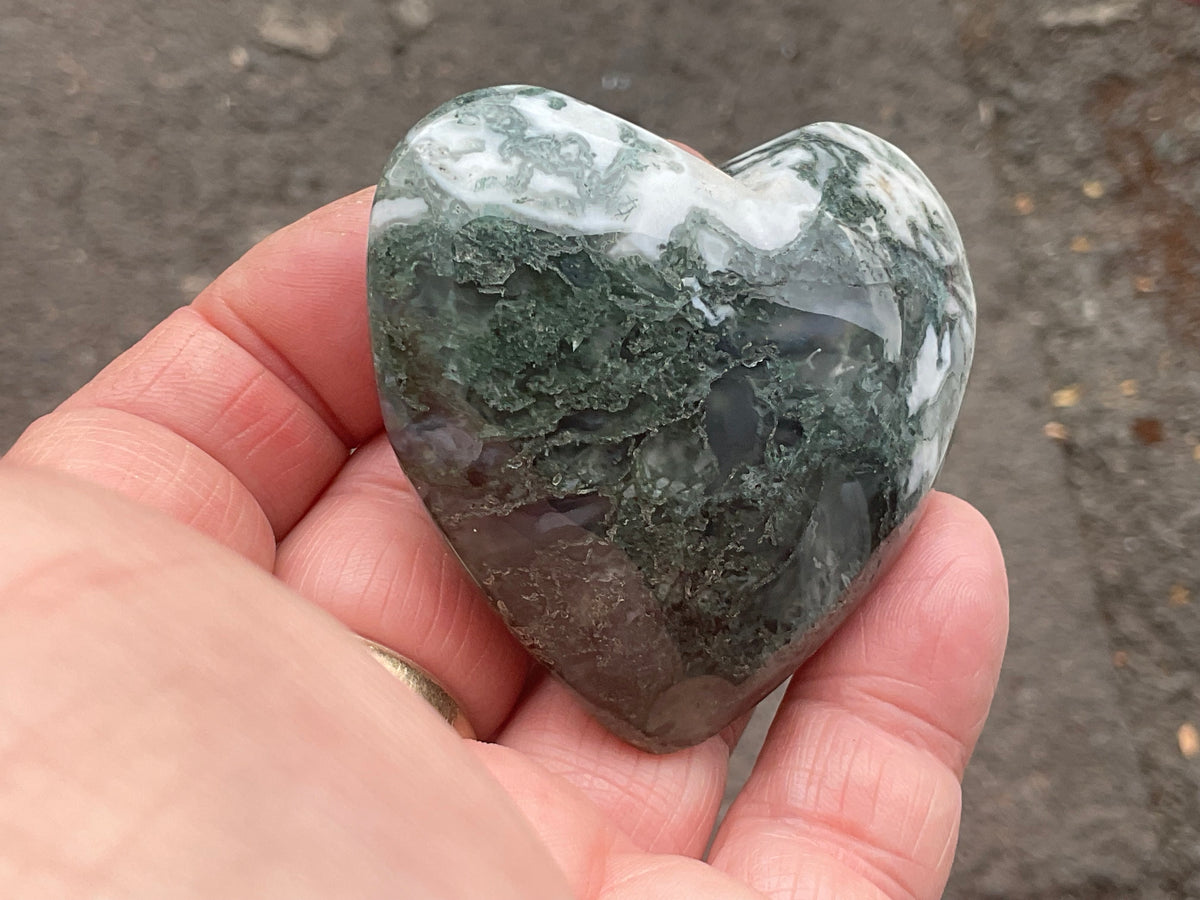 95g Moss Agate Puffy Heart 3C