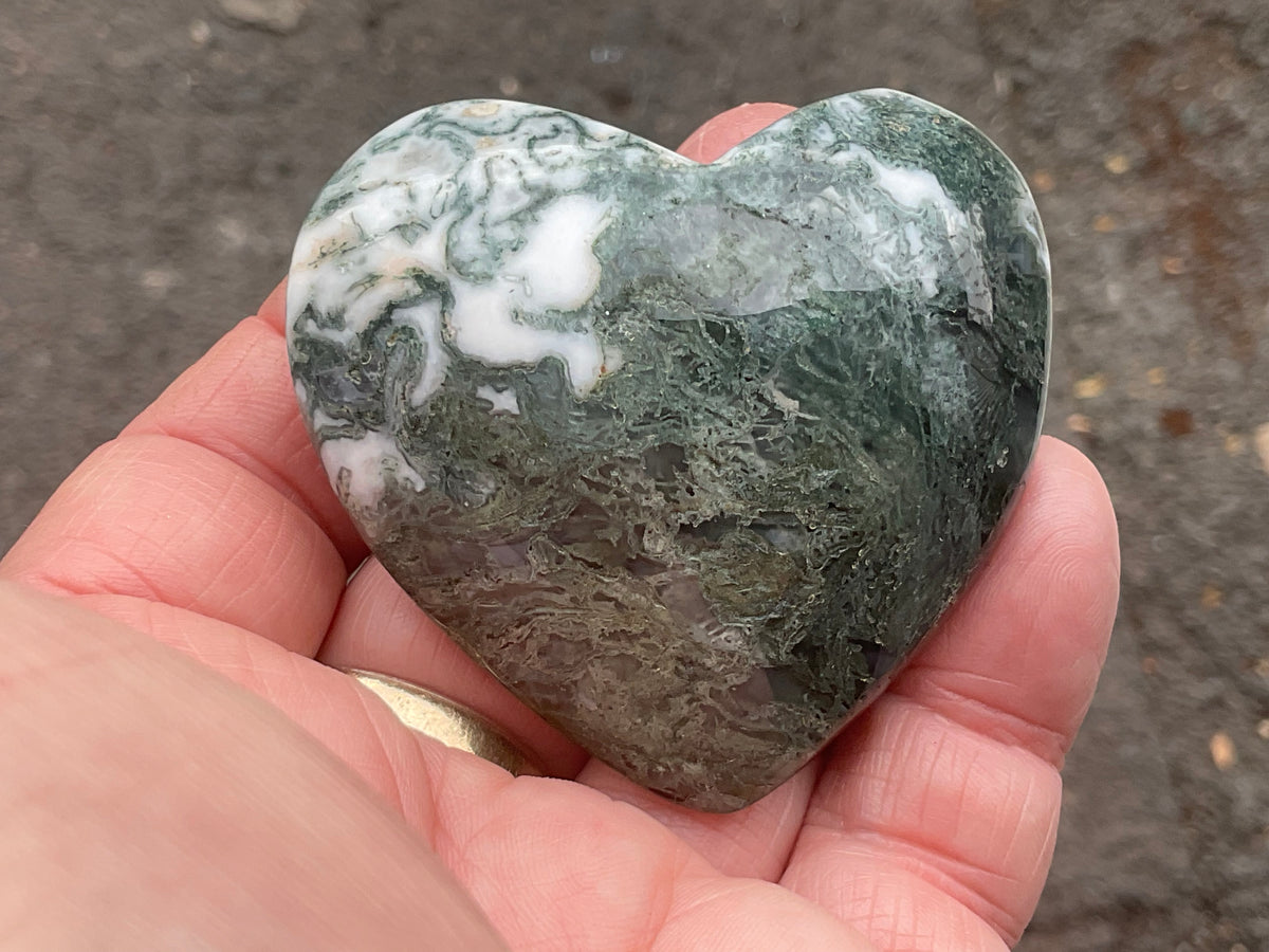 95g Moss Agate Puffy Heart 3C