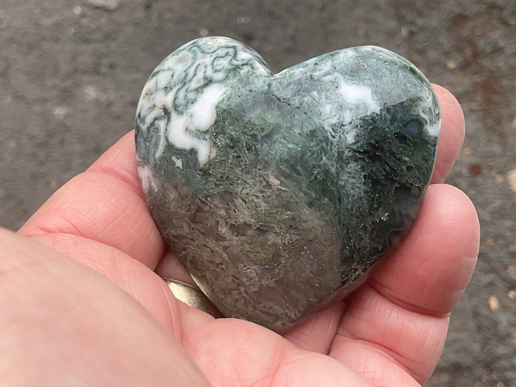95g Moss Agate Puffy Heart 3C