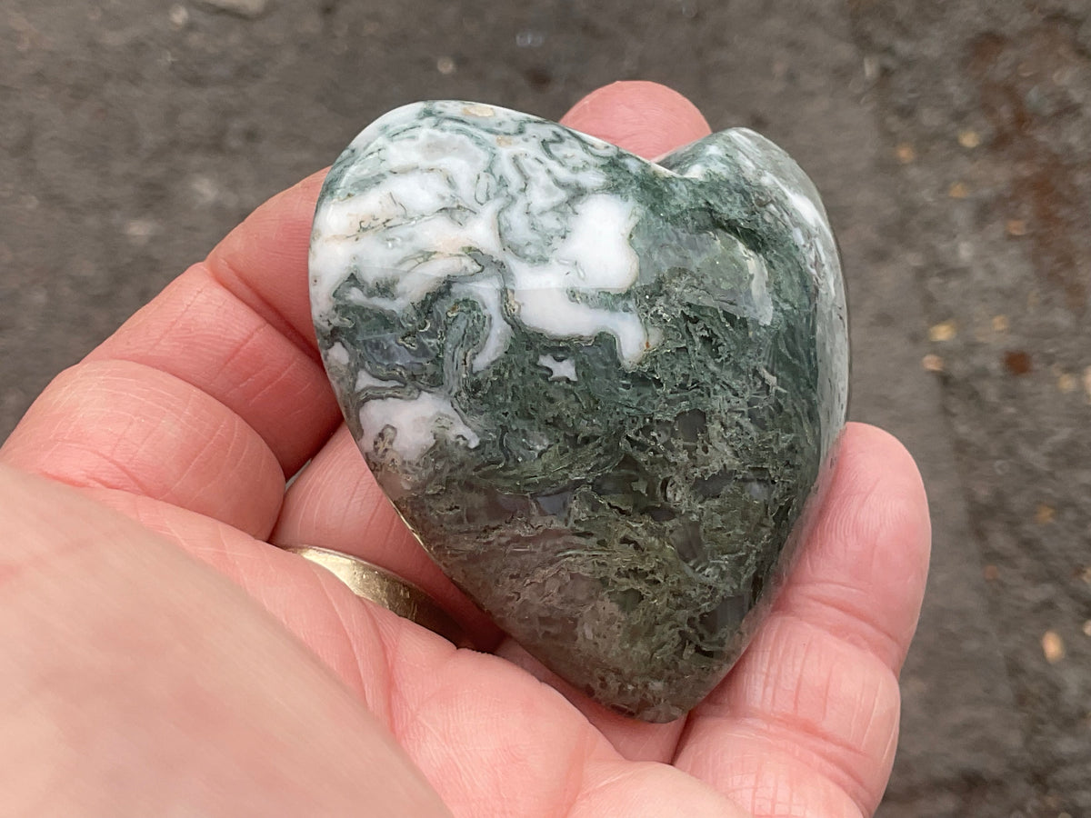 95g Moss Agate Puffy Heart 3C