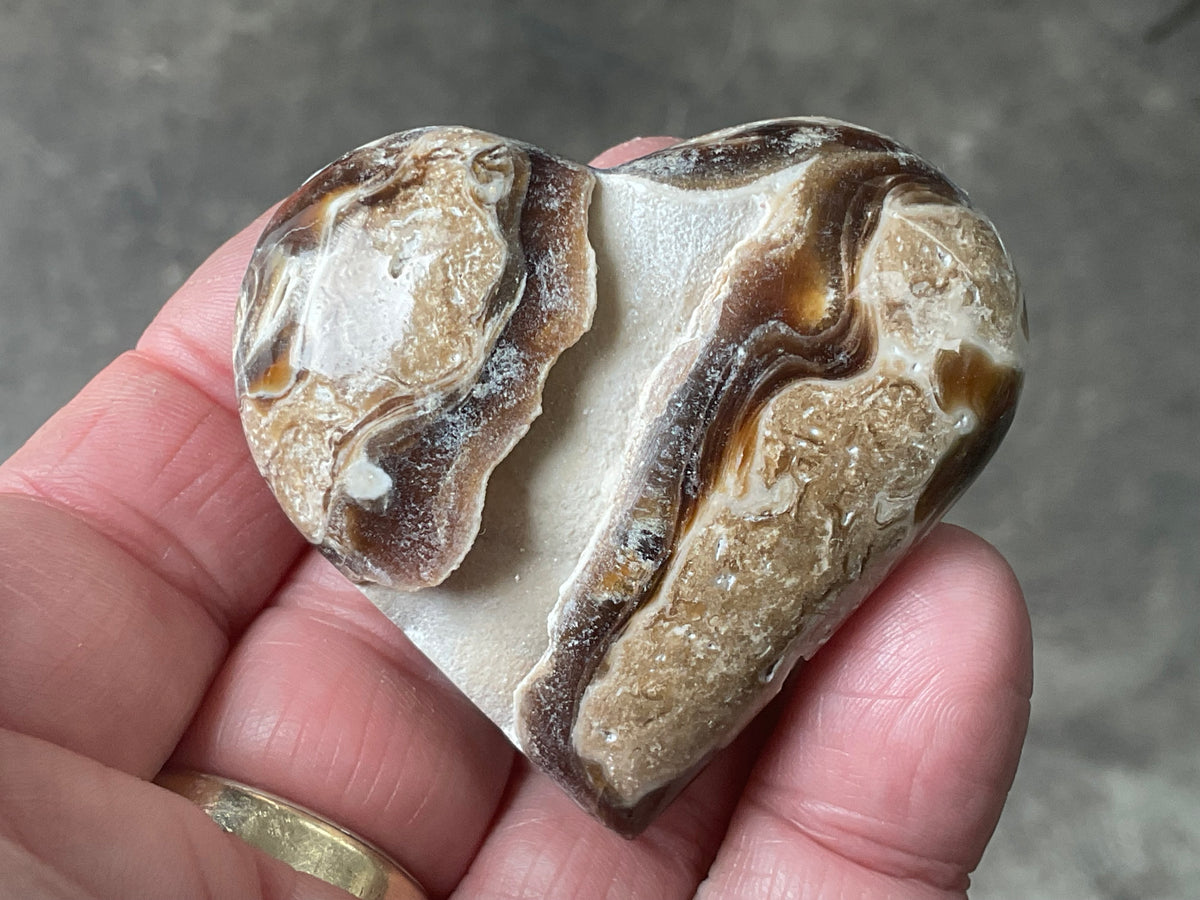 68g Chocolate Calcite/Aragonite Heart 2B