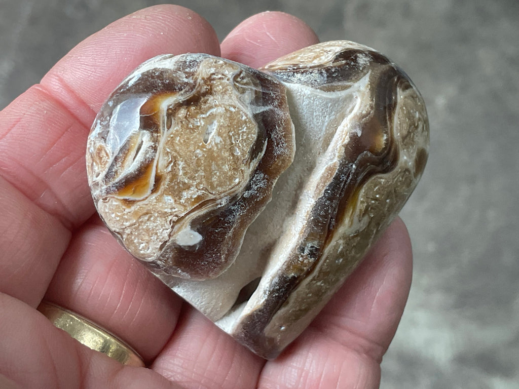 68g Chocolate Calcite/Aragonite Heart 2B