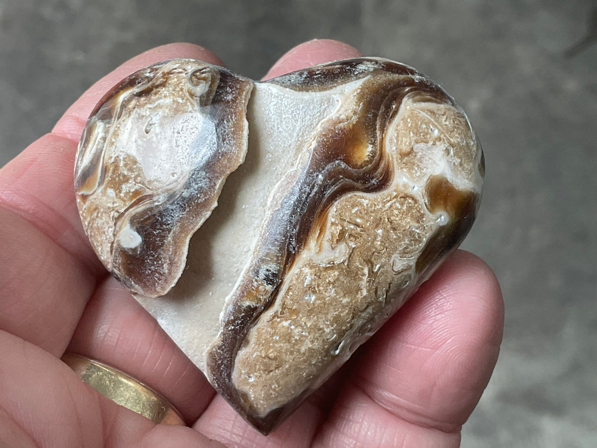 68g Chocolate Calcite/Aragonite Heart 2B
