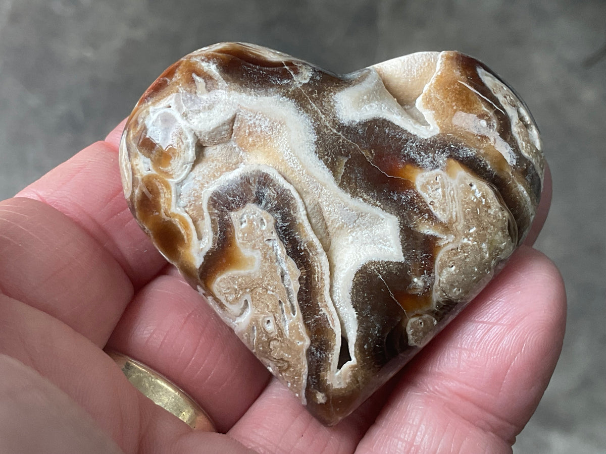 68g Chocolate Calcite/Aragonite Heart 2B